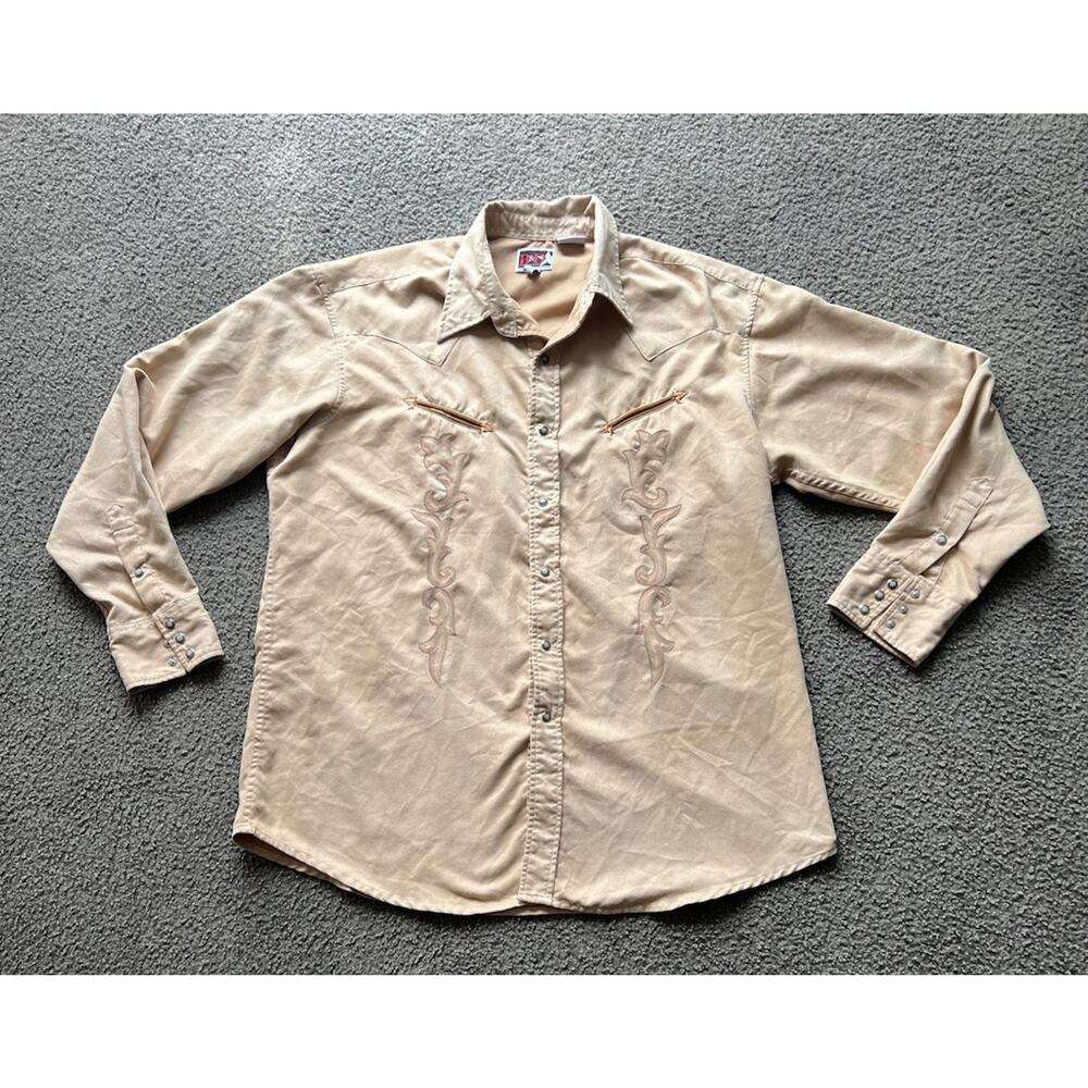 Panhandle Slim BD Shirt Men Extra Large Brown Western Button Up Black Pearl Snap